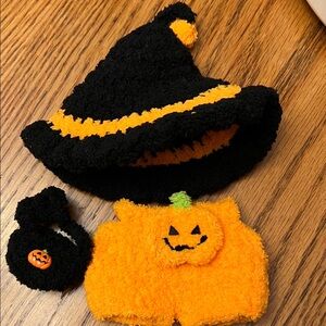 Dolls (labubu) Halloween Pumpkin Costume Set - Black and Orange
